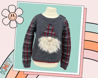Gnomely Me, Kids Christmas Jumper, Gnome Sweater Pullover  - Gonk Knitting Pattern