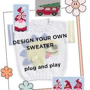 Baby Jumper Knitting Pattern PDF, Design Your Own with Motif Charts, DK, Sizes 0-6m to 4-5y