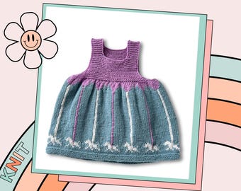 Carousel Horse Pinafore Dress Knitting Pattern: Baby Toddler Fairground Outfit (PDF Download)