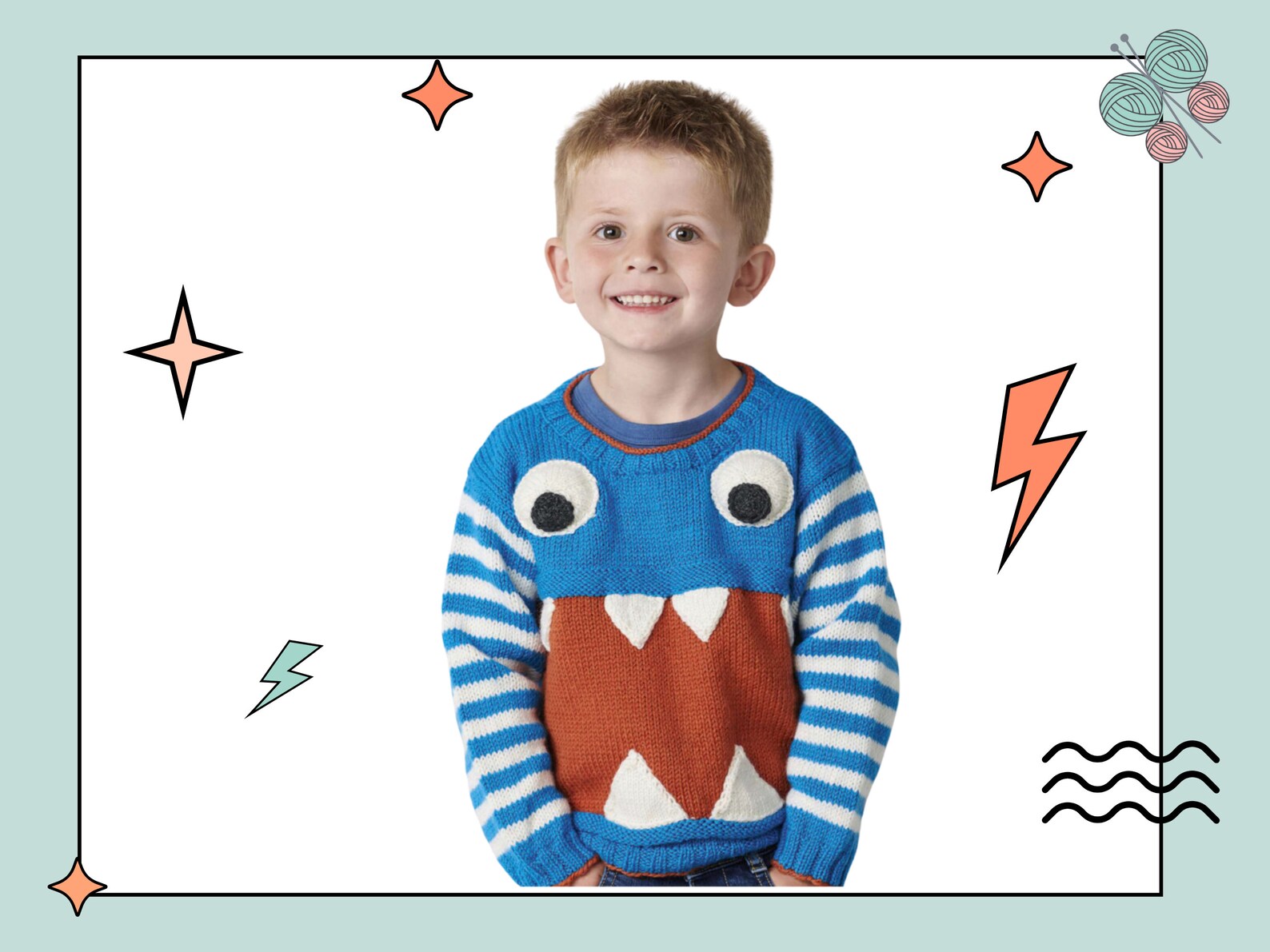 Monster Letter Knit Sweater Vest Coat Casual Pants Three Piece Set