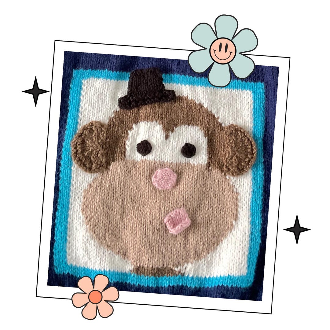 Little Rascal Sweater Pattern Rascal, Kids Monkey Motif Jumper, Fun Monkey Sweater Knitting Pattern ...