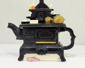 Leonardo teapot old-fashioned, black antique cast-iron kitchen