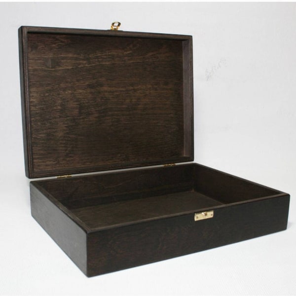 Wooden A4 Size Box / Dark Brown Wooden Box / A4 Size Storage Box / 12 x 8.66 x 2.95 inch / A4 Size Paper Storage / Dark Gift Box / Gift Box