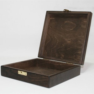 Caja de CD de madera teñida en marrón oscuro: Caja de regalo de recuerdo (5,90 pulgadas)