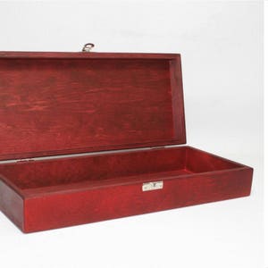 Boîte en bois rouge 12,6 x 5,12 x 2,36 pouces Boîte souvenir Boîte de rangement Coffret cadeau Boîte peinte en rouge Coffret cadeau Boîte de faveur Boîte en bois image 1