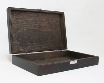 Dark Brown Wooden Box / Wooden Gift Box / Dark Brown Keepsake Box 9.84 x 5.90 x 1.77 inch