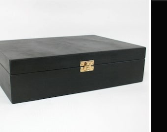 Black 12 Compartments Wooden Storage Box / Black Box / Black Box / Jewelry Box / Keepsake Box / Collection Storage Box / Black Gift Box