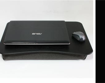 Wooden Laptop Bed Tray / L Size Black Laptop Stand / Breakfast Serving Tray