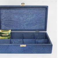 Blue Tea Box 8 Compartments, Blue Storage Box, Tea Bag Holder, Jewelry ...