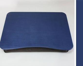 Mesa para iPad/soporte para portátil azul/bandeja de cama para portátil de madera/bandeja para servir desayuno/bandeja para almohada azul básico