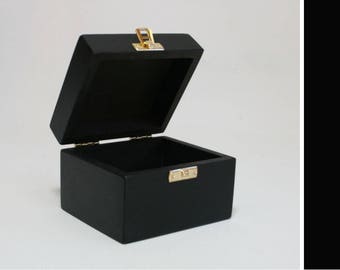 Petite boîte cadeau/boîte souvenir/boîte noire 3,94 x 3,35 x 2,95 pouces/petite boîte en bois/petite boîte/boîte à bagues/petite boîte cadeau/boîte de faveur
