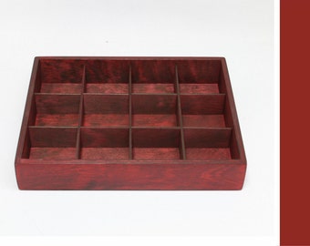 Red Collection Display Box / Wooden Tea Box / Storage Box / 12 Open Compartments Box / Red Box