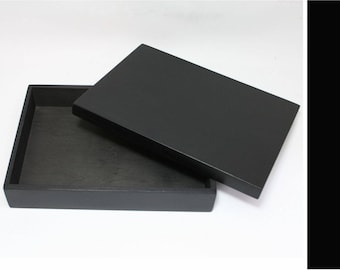 Black Stained Plywood Box with Lid: A4 Size