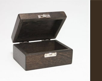 Caja de regalo pequeña / Caja de recuerdos / Caja marrón oscuro 3,94 x 2,75 x 1,57 pulgadas / Caja de madera pequeña / Caja pequeña / Caja para anillos / Caja de regalo pequeña