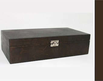 8-Compartment Wooden Box: Dark Brown Keepsake, Jewelry Storage