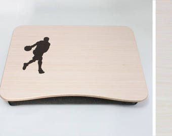 Laptop Bed Tray / Basketball Gift / iPad Table / Serving Tray / Breakfast Tray / Pillow Tray / Wooden Laptop Stand Basketball