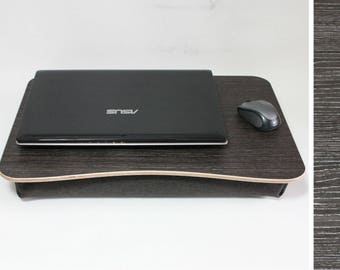 Wooden Laptop Bed Tray: Ebony Veneer Pillow Tray with Silver Glitter