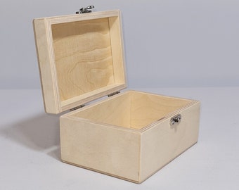 Unfinished Wooden Box: DIY Keepsake/Jewelry Storage (6x4x3 inch)