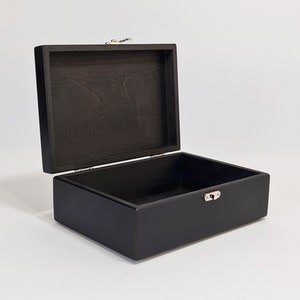 Boîte en bois noire / Boîte de rangement / Boîte à souvenirs / Boîte cadeau / Boîte en contreplaqué 8,46 x 5,70 x 2,95 pouces / Boîte noire élégante / Boîte cadeau noire