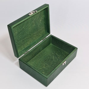 Dark Green Wooden Box / Storage Box / Keepsake Box / Gift Box / Plywood Box 8.46 x 5.70 x 2.95 inch