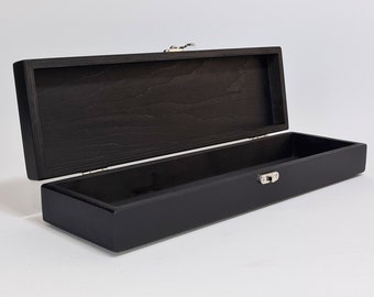 Black Wooden Keepsake Box: Knife Storage, Personalized Option