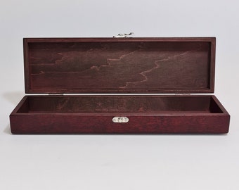 Boîte de rangement pour couteaux / Rouge foncé / Boîte à souvenirs en bois / Boîte de rangement en bois / 13,77 x 3,54 x 1,96 pouces