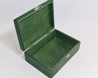 Caja de madera verde oscuro / Caja de almacenamiento / Caja de recuerdos / Caja de regalo / Caja de madera contrachapada 8.46 x 5.70 x 2.95 pulgadas