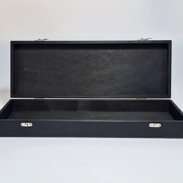 Wooden Gift Box / Black Box / Keepsake Box / Black Storage Box 17.71 x 5.90 x 2.16 inch / Knife Storage Box / Knife Gift Box / Large Box