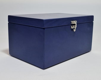 Dark Blue Wooden Box / Gift Box / Keepsake Box / Storage Box 9.05 x 5.90 x 4.72 inch