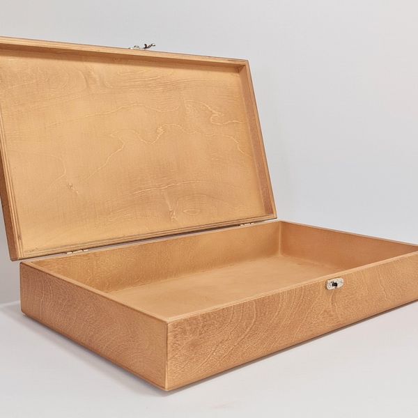 Light Brown Wooden Box / Large Gift Box