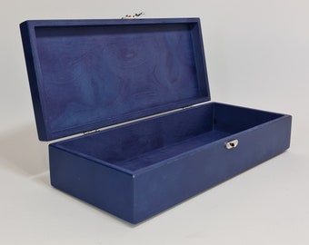 Dark Blue Wooden Keepsake Box / Storage Box / Gift Set Box  14.17 x 5.70 x 2.95 inch
