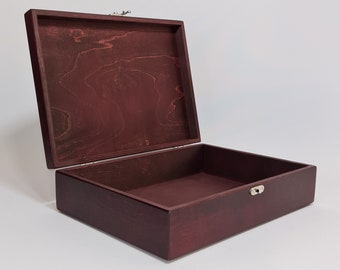 Wooden A4 Size Box / Dark Red Wooden Box / A4 Size Storage Box / 12 x 8.66 x 2.95 inch / A4 Size Paper Storage