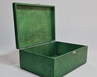 Boîte de taille A4 en bois / Boîte en bois vert foncé / Boîte de rangement de taille A4 / 12 x 8,66 x 4,72 pouces / Stockage de papier de taille A4