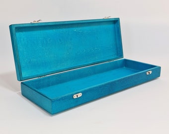 Wooden Gift Box / Turquoise Box / Keepsake Box / Storage Box 17.71 x 5.90 x 2.16 inch / Knife Storage Box / Knife Gift Box / Large Box