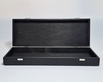 Boîte cadeau en bois / Boîte noire / Boîte souvenir / Boîte de rangement noire 17,71 x 5,90 x 2,16 pouces / Boîte de rangement pour couteau / Boîte cadeau couteau / Grande boîte