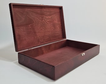 Large Dark Red Wooden Box / Gift Box / Big Storage Box / 16.92 x 9.84 x 2.95 inch