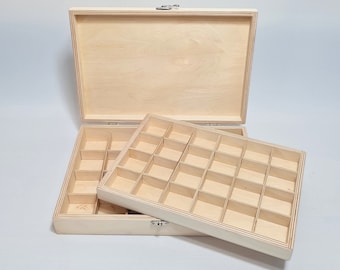 48 Compartment Wooden Collection Box: DIY Jewelry Organizer