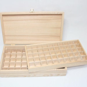 Wooden Storage Box with 100 Compartments / Collection Box with Removable Layer/ Large Ash Wood Box / Multiple Compartment Box / Ring Box image 1