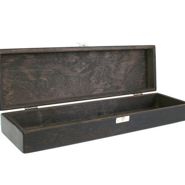 Wooden Keepsake Box / Wooden Storage Box / Knife Storage Box / Dark Brown Box 13.77 x 3.54 x 1.96 inch