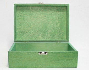 Light Green Wooden Box / Green Storage Box / Gift Box / Keepsake Box / Green Storage Box 8.46 x 5.70 x 2.95 inch