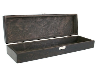 Wooden Keepsake Box / Wooden Storage Box / Knife Storage Box / Dark Brown Box 13.77 x 3.54 x 1.96 inch