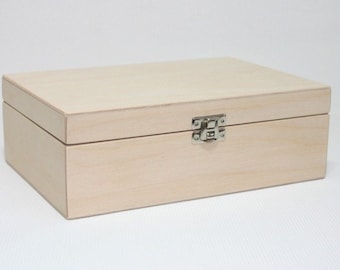 Wooden Box for DIY Projects/ Unfinished Wooden Box / Storage Box 8.46 x 5.70 x 2.95 inch (other dimensions available)