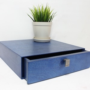 Blue Plywood Nightstand Drawer: Personalized Bedside Storage