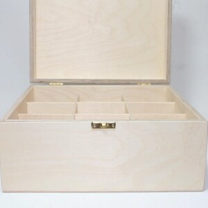 Wooden Box for DIY Projects / 9 Compartment Box / Unfinished Wooden Box 9.64 x 9.64 x 4.33 inch other dimensions available image 3