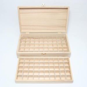 Wooden Storage Box with 100 Compartments / Collection Box with Removable Layer/ Large Ash Wood Box / Multiple Compartment Box / Ring Box image 2