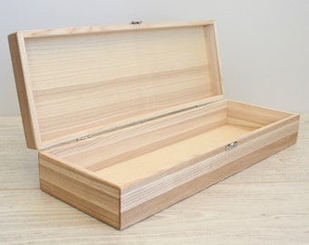 Wooden Gift Box / Wooden Keepsake Box / Ash Wood Box / Storage Box / Collection Box 17.12 x 5.51 x 2.95 inch
