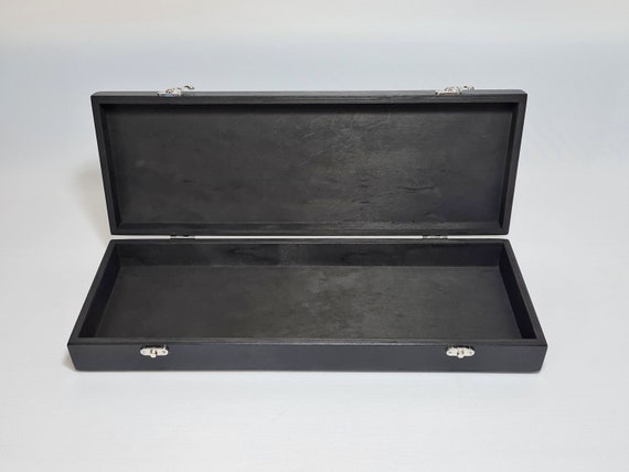 Wooden Gift Box / Black Box / Keepsake Box / Black Storage Box 17.71 X 5.90  X 2.16 Inch / Knife Storage Box / Knife Gift Box / Large Box 