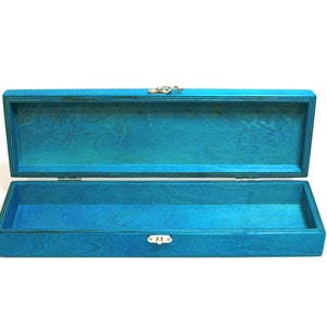 Knife Storage Box / Turquoise Wooden Keepsake Box / Wooden Storage Box / 13.77 x 3.54 x 1.96 inch