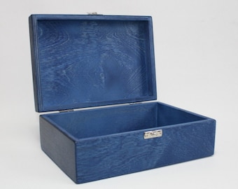 Baby Shower Gift Box / Blue Wooden Box / Blue Storage Box / Storage Box 8.46 x 5.70 x 2.95 inch