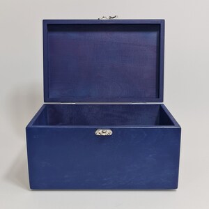 Dark Blue Wooden Box / Gift Box / Keepsake Box / Storage Box 9.05 x 5.90 x 4.72 inch image 2